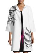 3/4-sleeve Textured Topper Coat