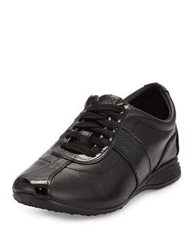 Bria Grand Snake-print Sneaker, Black/snake Print