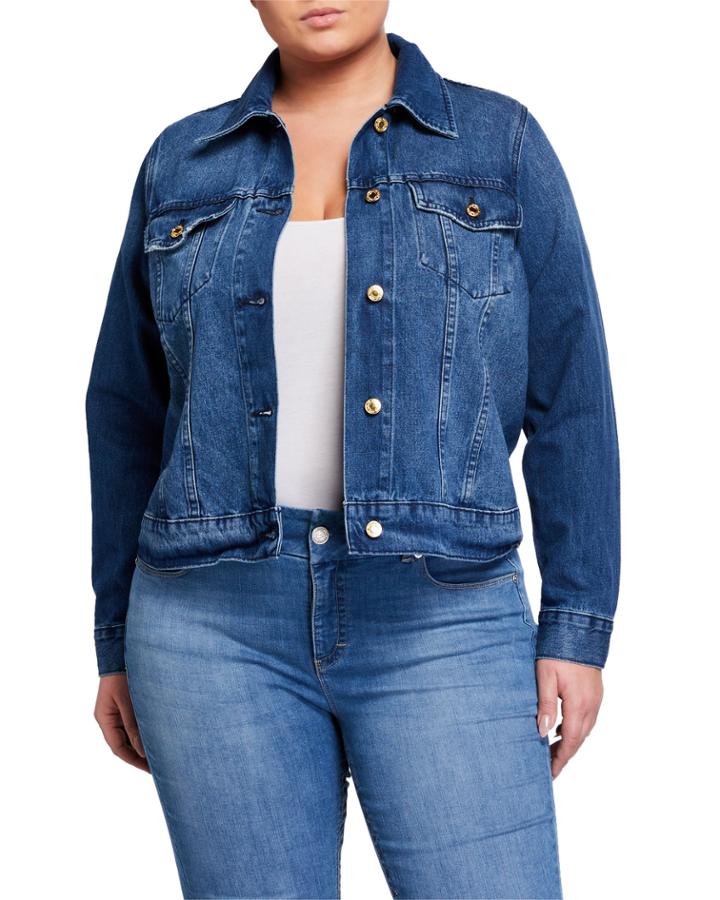 Plus Size Button Down Denim Jacket