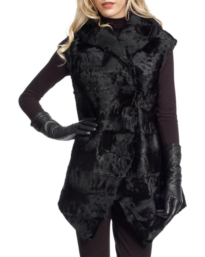Reversible Hooded Kid Goat Fur Vest