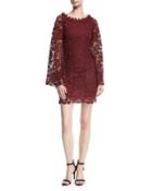 Off-shoulder Crochet Lace Bell-sleeve Dress