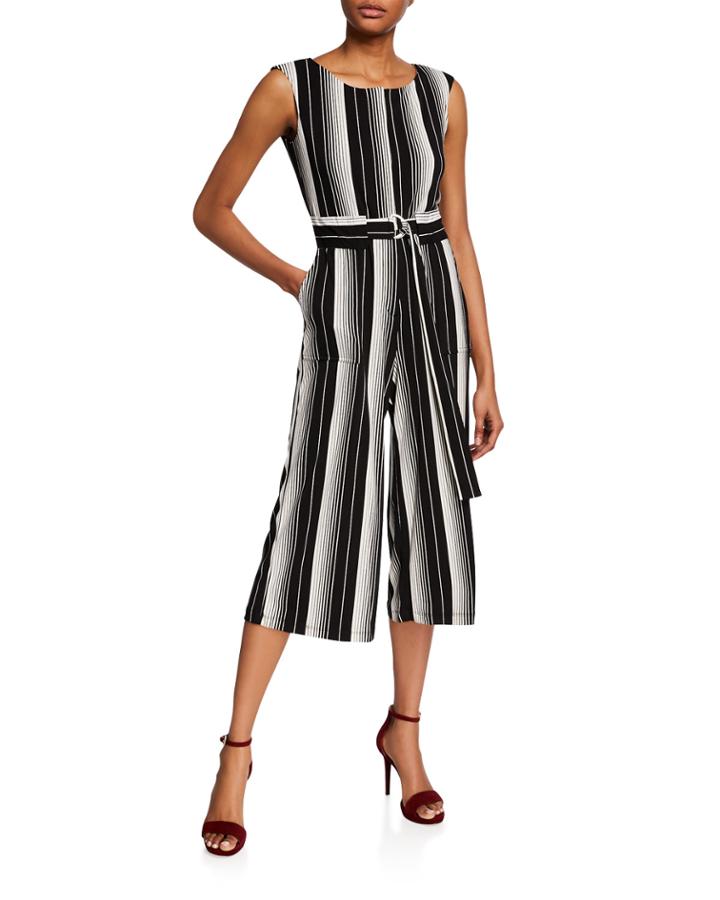 Vertical Striped Cropped Jumpsuit