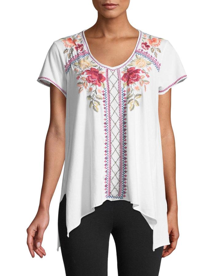 Libbie Embroidered Peasant Tee