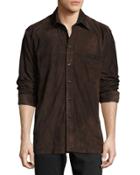 Suede Button-front Overshirt