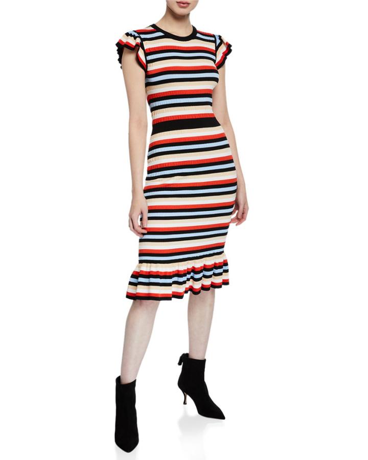 Fornilla Crewneck Cap-sleeve Multi-striped