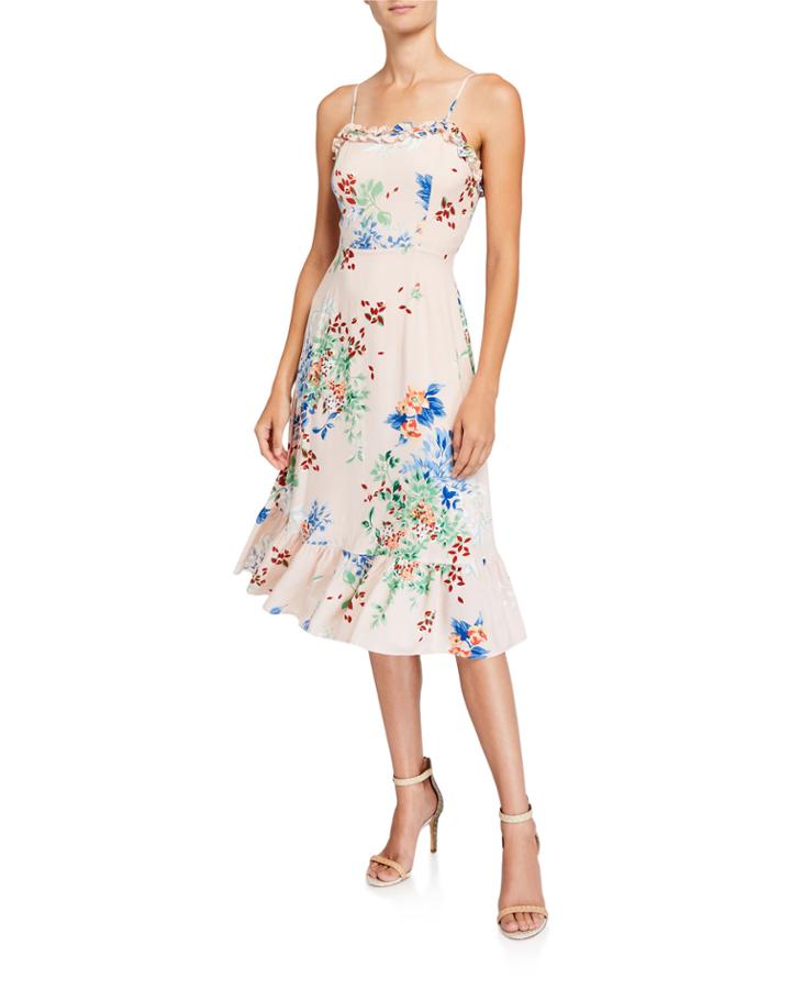 Floral Print Ruffle A-line