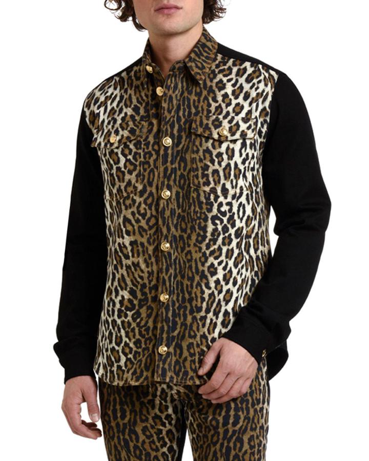 Men's Twill Leopard-print