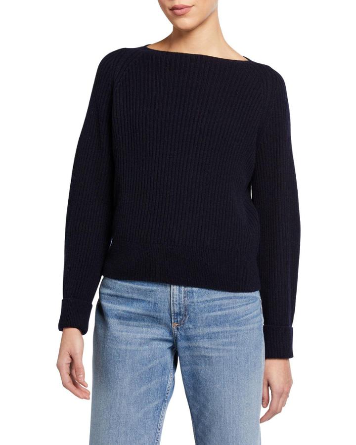 Ribbed Boat-neck Wool-cashmere