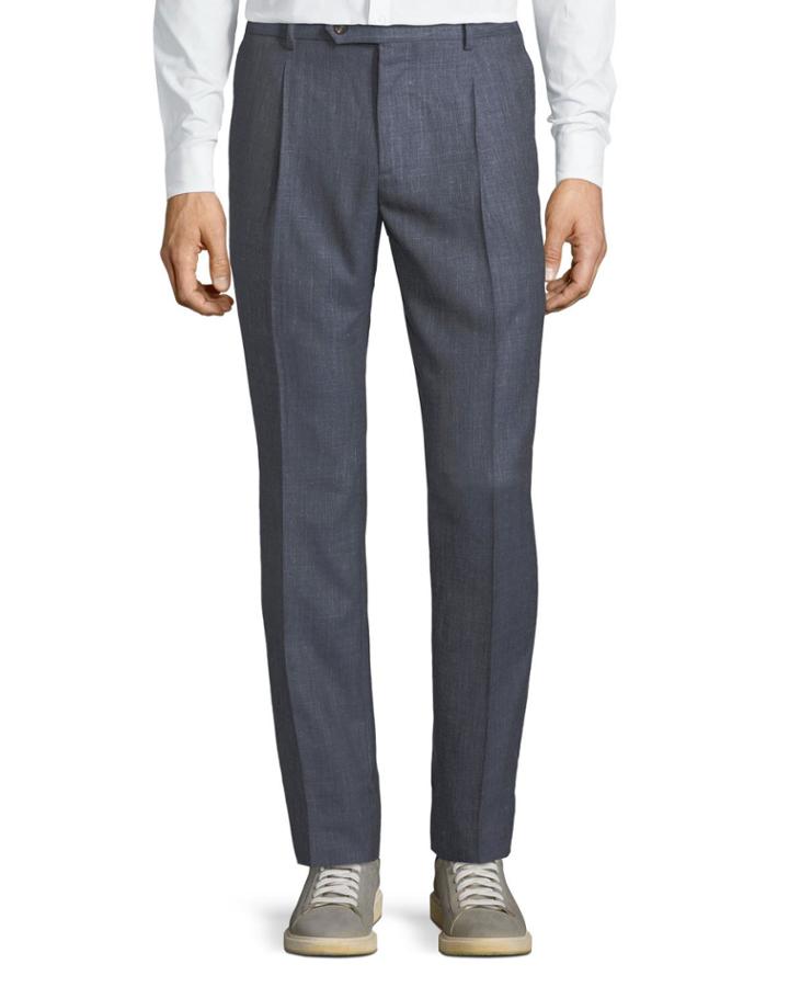 Men's Regular-fit Wool Trouser Pants, Navy