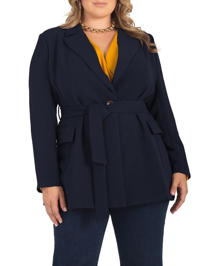 Gina Crepe Belted Wrap Blazer