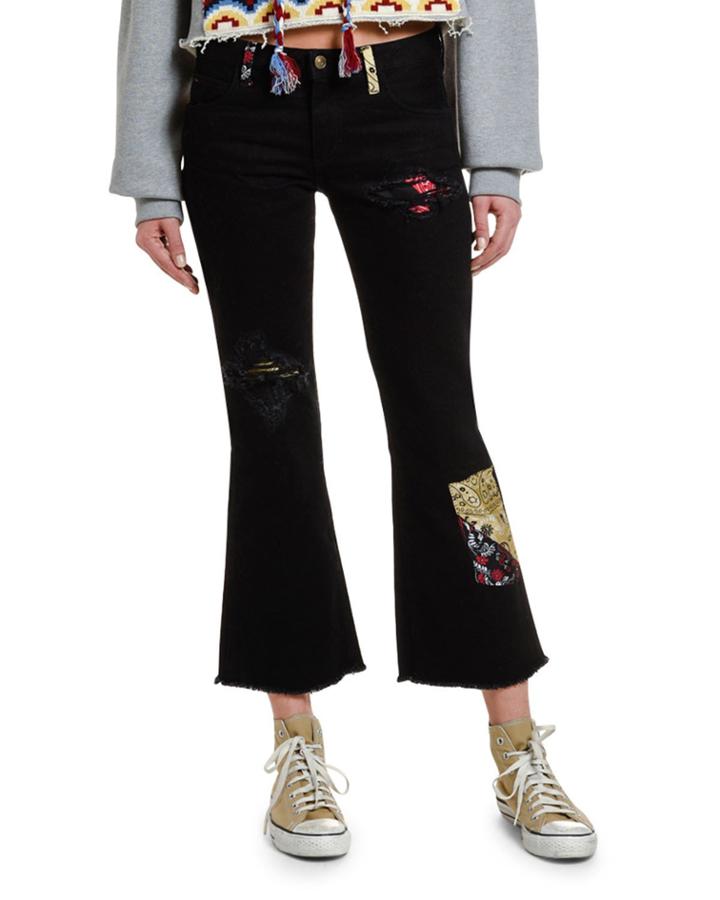 Flared Rip & Repair Jeans With