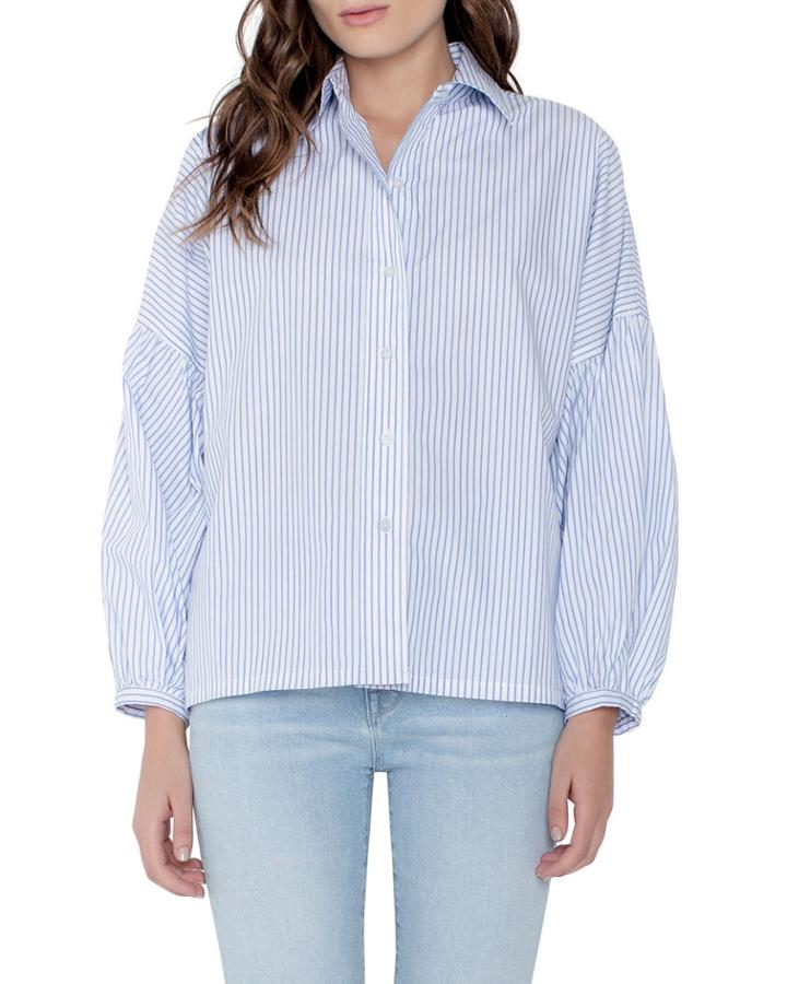Braxton Striped Button-down Long-sleeve Blouse