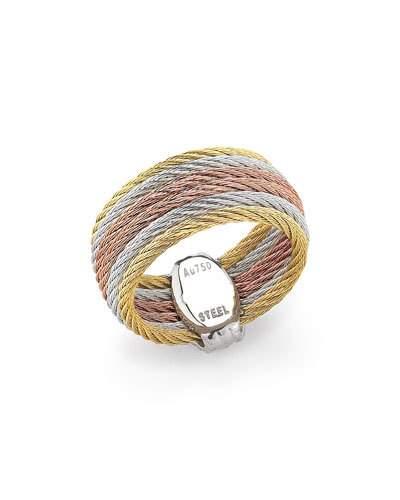 Tricolor Stacked Cable Wide Ring,