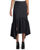 Asymmetric Pinstripe Ruffle