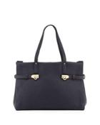 Small Pebbled Leather Tote Bag, Black