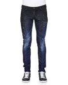 Slim-fit Distressed Denim Jeans, Blue