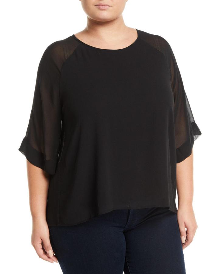 Birdie Semisheer 3/4-sleeve Blouse,