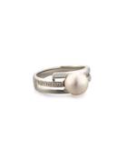 14k Freshwater Pearl & Diamond Split Ring,