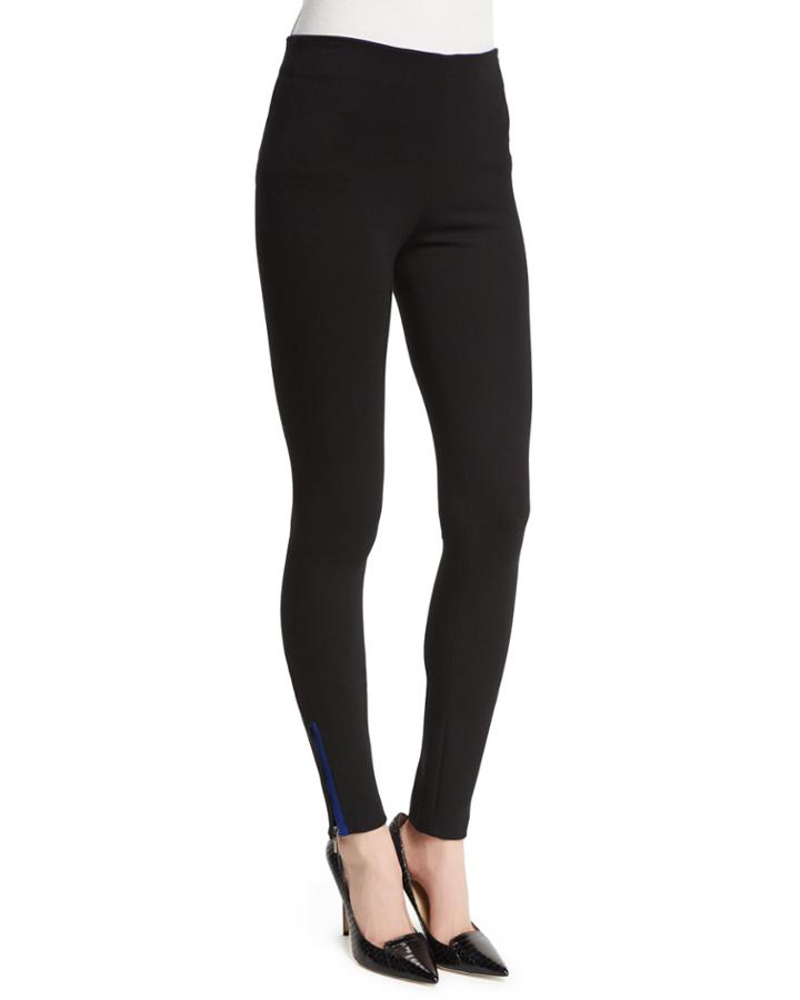 Leggings W/contrast Ankle Zip, Black