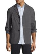 Luther Seersucker Blazer Jacket, Charcoal