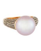 18k Rose Gold Pearl & Diamond Pave Ring