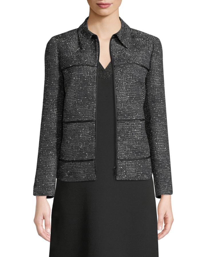 Adaya Zip-front Tweed Jacket