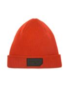 Men's Logo-patch Wool Beanie Hat, Orange