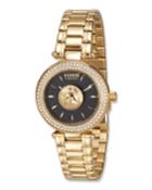 36mm Brick Lane Crystal Watch W/ Bracelet Strap, Black/gold