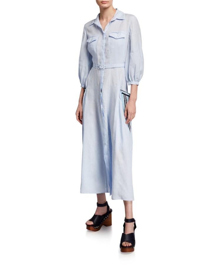 Linen Embroidered-pocket