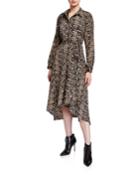 Printed Tie-waist High-low Dress