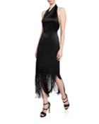 Halter-neck Fringe-hem Dress