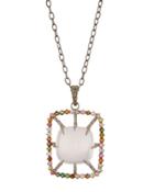 Rose Quartz, Tourmaline & Diamond Pendant Necklace