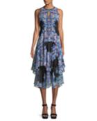 Canary Tiered Dress W/ Keyhole Cutouts