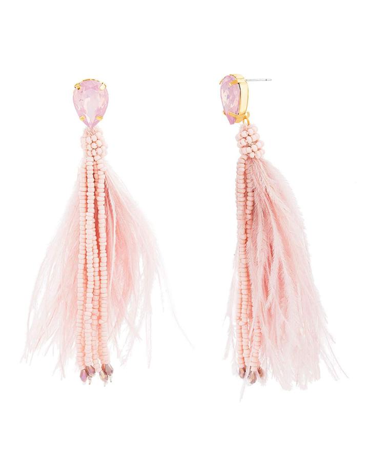 Feather & Bead Tassel Earrings