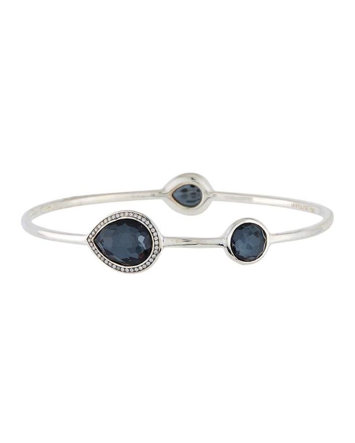Lollipop 3-stone Bangle In Hematite W/ Diamonds