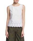 Edin Embroidered Poplin Tank, White