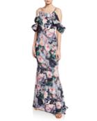 Tie-sleeve Floral-print