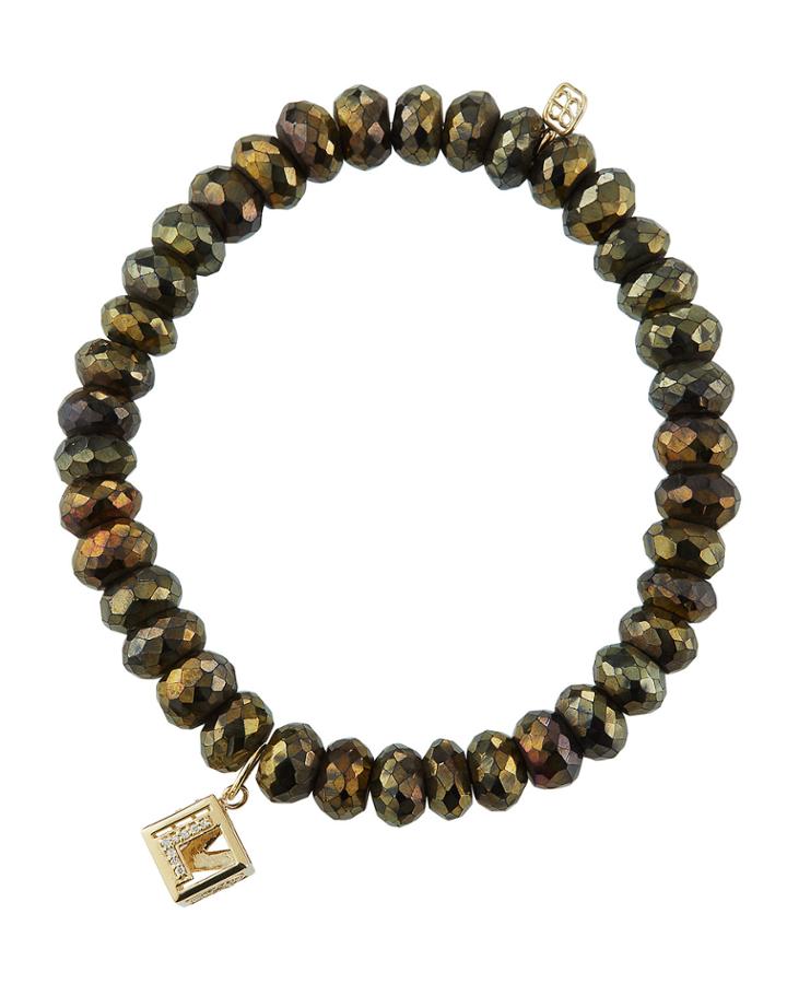 14k Diamond Love Block Spinel Bracelet