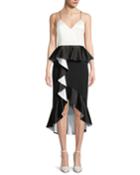 Oriana Sweetheart-neck Peplum Ruffle Date Night Dress