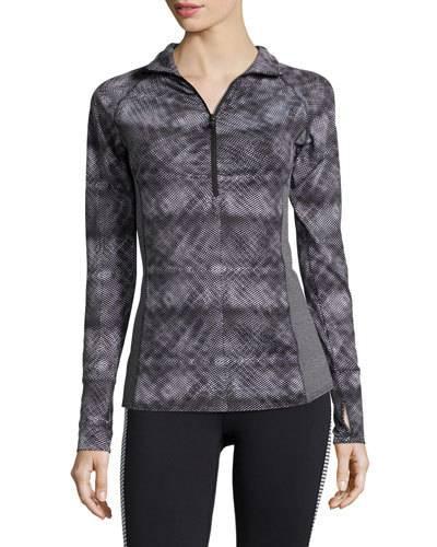 Jacinda Printed Half-zip Pullover Jacket, Black Halftone