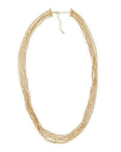 Ball & Crystal Multi-row Necklace, Golden