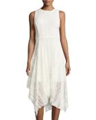Sleeveless Handkerchief-hem Dress, White