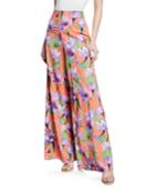 Athena Floral-print High-rise Wide-leg Pants