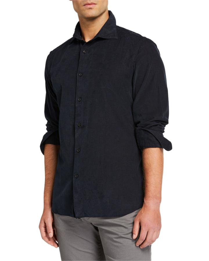 Men's Corduroy Sport Shirt, Dark Gray