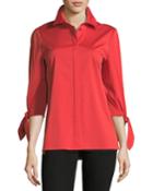 Liv Tie-cuff Stretch-cotton Blouse