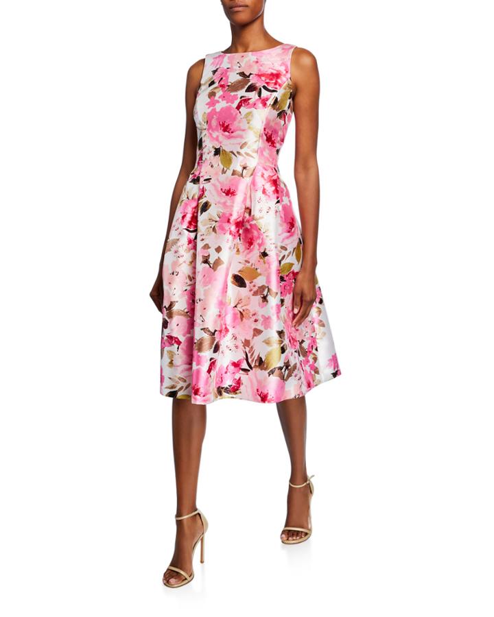 Floral Mikado Fit-&-flare