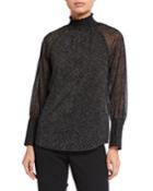 Long-sleeve Smocked-neck Top