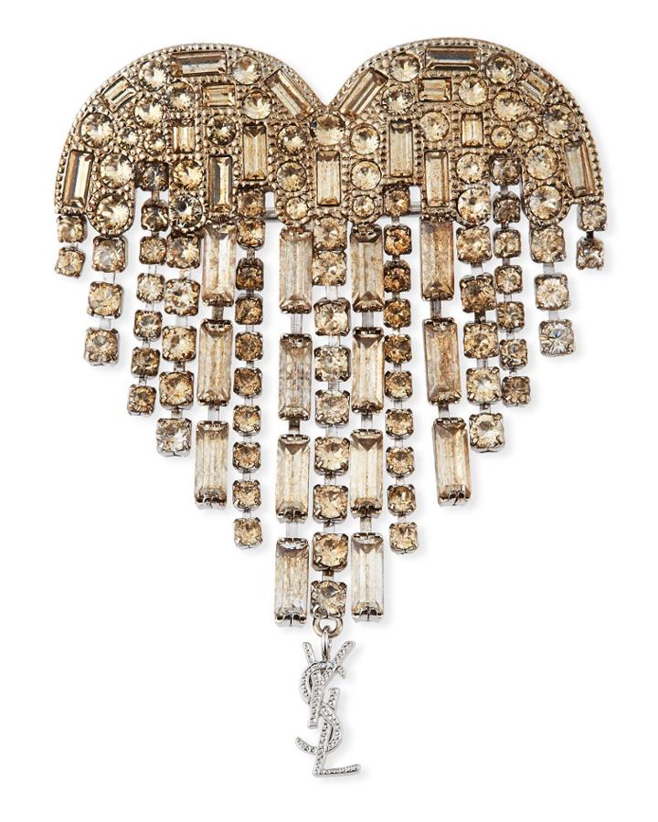Heart Crystal Fringe Pin