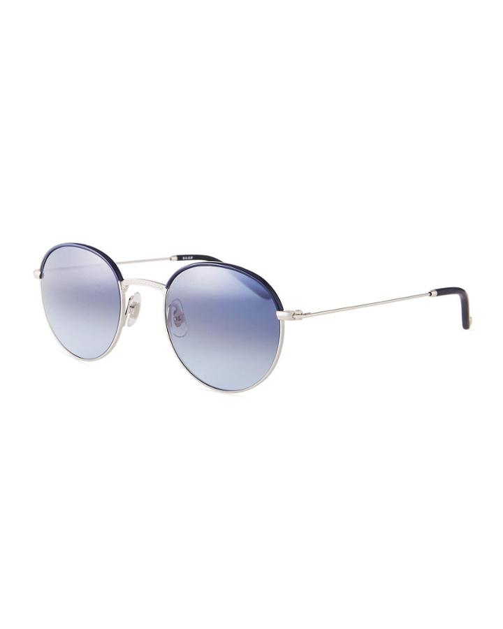 Cloy Round Stainless Steel Sunglasses W/ Acetate Trim