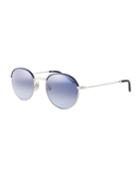 Cloy Round Stainless Steel Sunglasses W/ Acetate Trim
